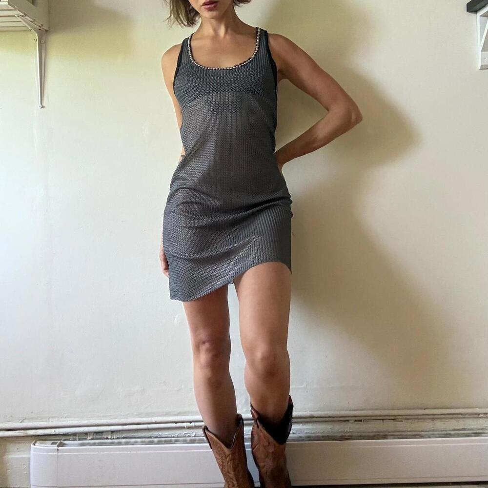 Studded mesh mini-dress — Hollywood trading company